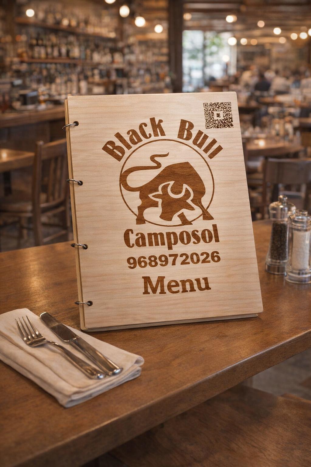 Laser engraved wooden fold-out menu for restaurants